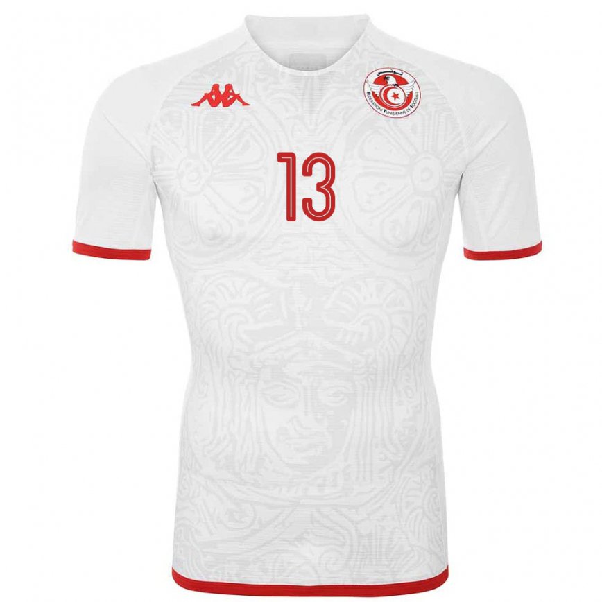 Hombre Camiseta Túnez Yasmine Jemai #13 Blanco 2ª Equipación 22-24 México