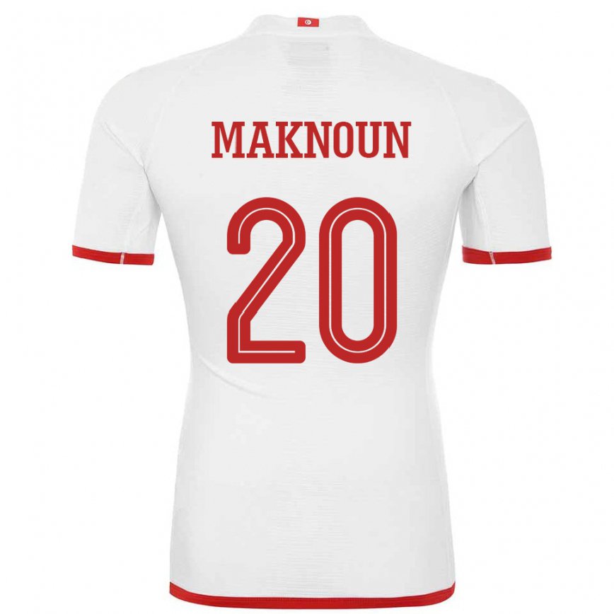 Hombre Camiseta Túnez Leila Maknoun #20 Blanco 2ª Equipación 22-24 México