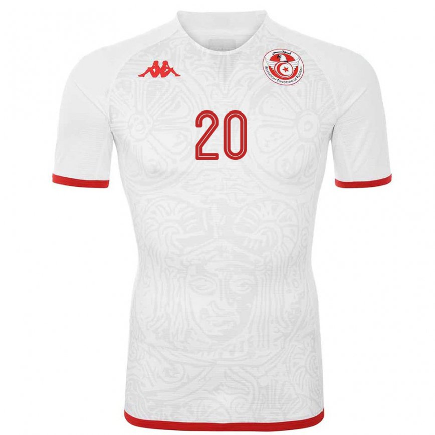 Hombre Camiseta Túnez Leila Maknoun #20 Blanco 2ª Equipación 22-24 México
