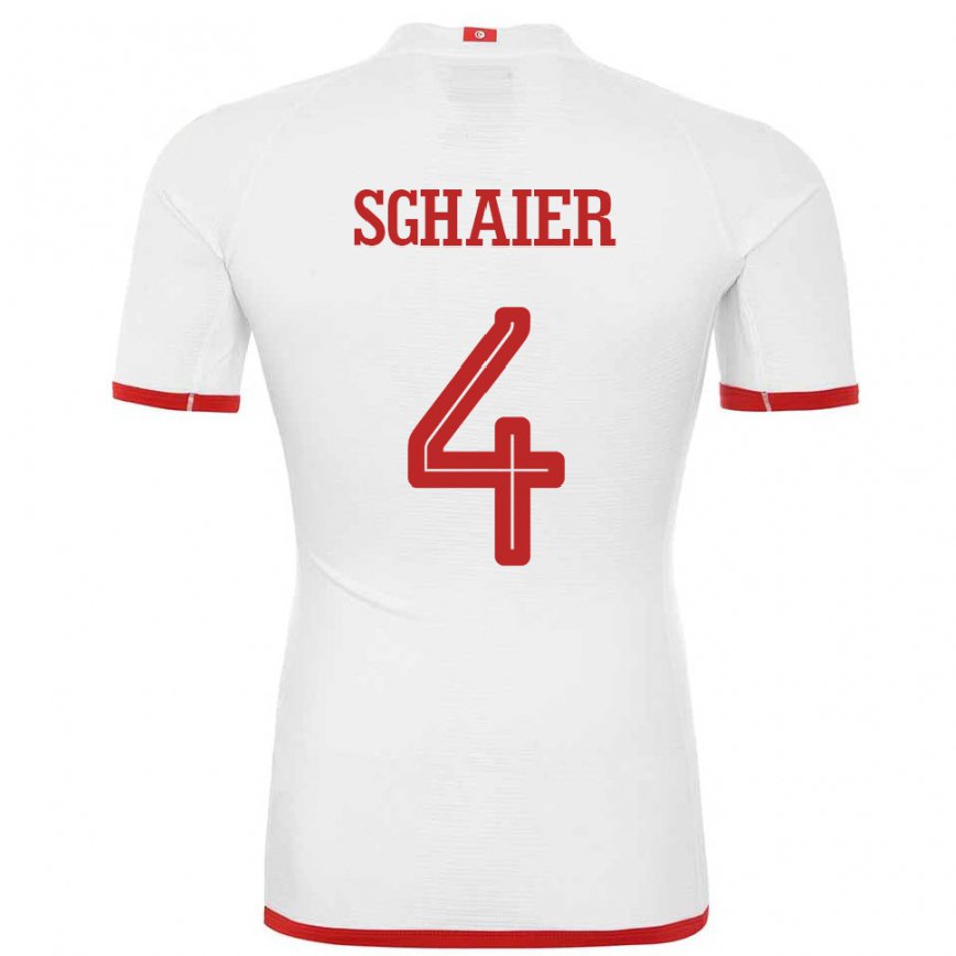 Hombre Camiseta Túnez Makrem Sghaier #4 Blanco 2ª Equipación 22-24 México