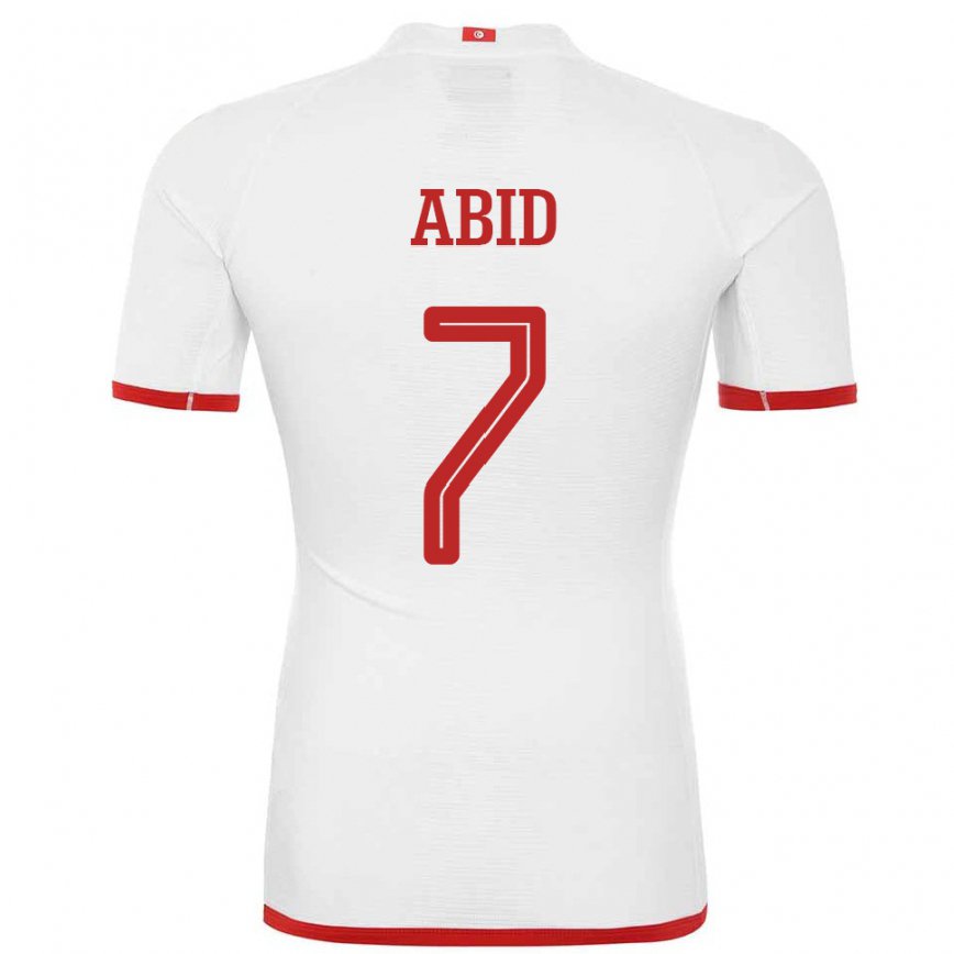 Hombre Camiseta Túnez Aziz Abid #7 Blanco 2ª Equipación 22-24 México