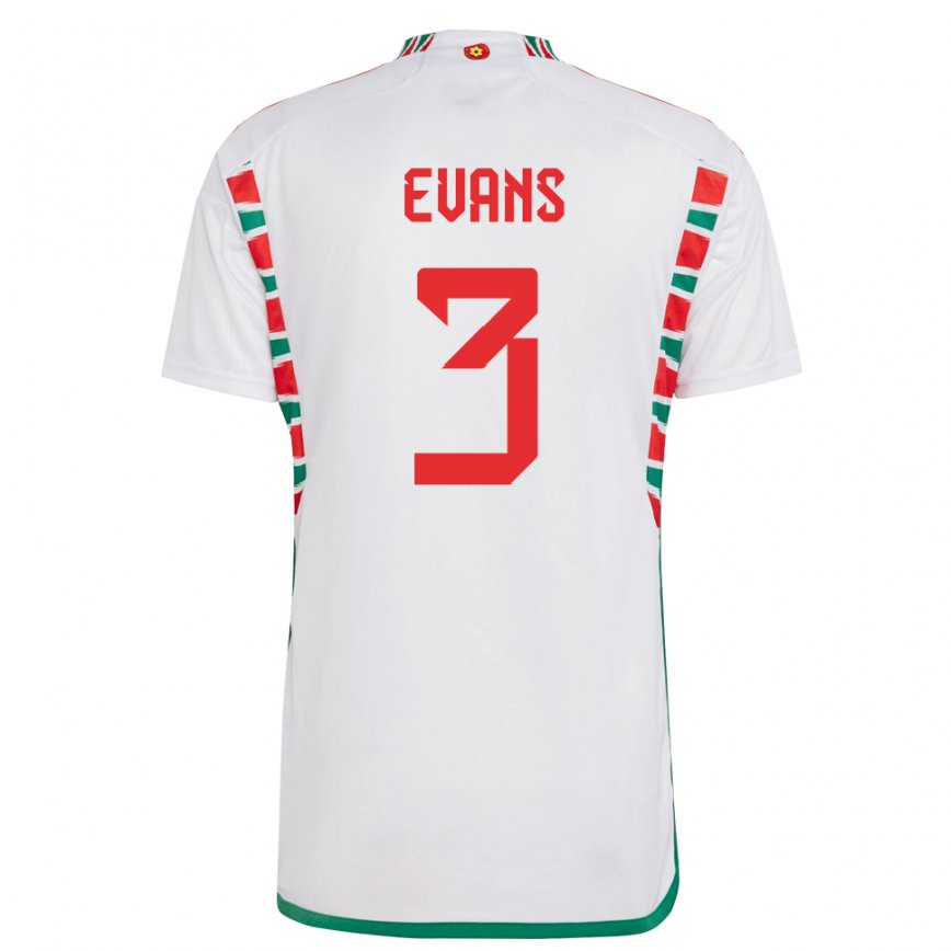 Hombre Camiseta Gales Gemma Evans #3 Blanco 2ª Equipación 22-24 México