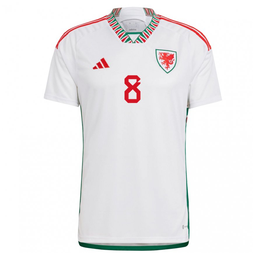 Hombre Camiseta Gales Angharad James #8 Blanco 2ª Equipación 22-24 México