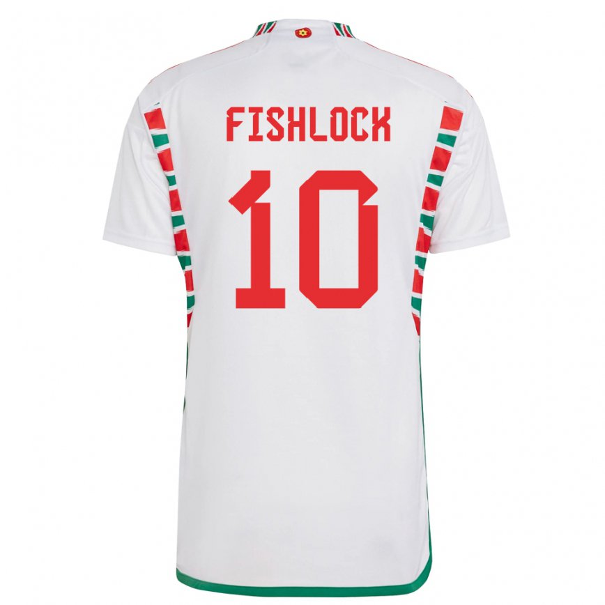 Hombre Camiseta Gales Jessica Fishlock #10 Blanco 2ª Equipación 22-24 México