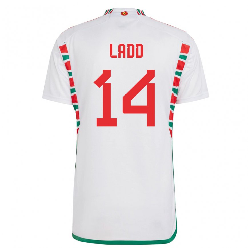 Hombre Camiseta Gales Hayley Ladd #14 Blanco 2ª Equipación 22-24 México
