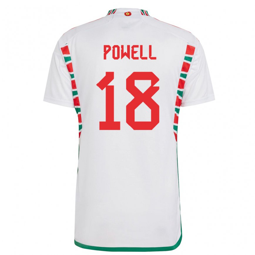 Hombre Camiseta Gales Ella Powell #18 Blanco 2ª Equipación 22-24 México
