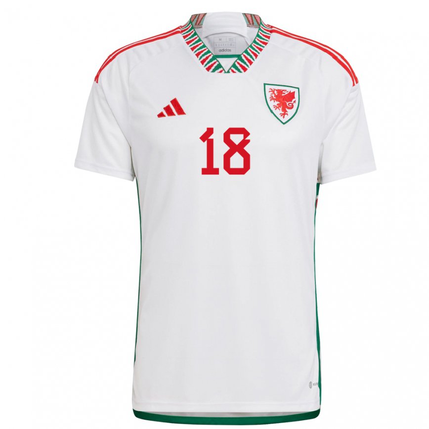 Hombre Camiseta Gales Charlie Estcourt #18 Blanco 2ª Equipación 22-24 México