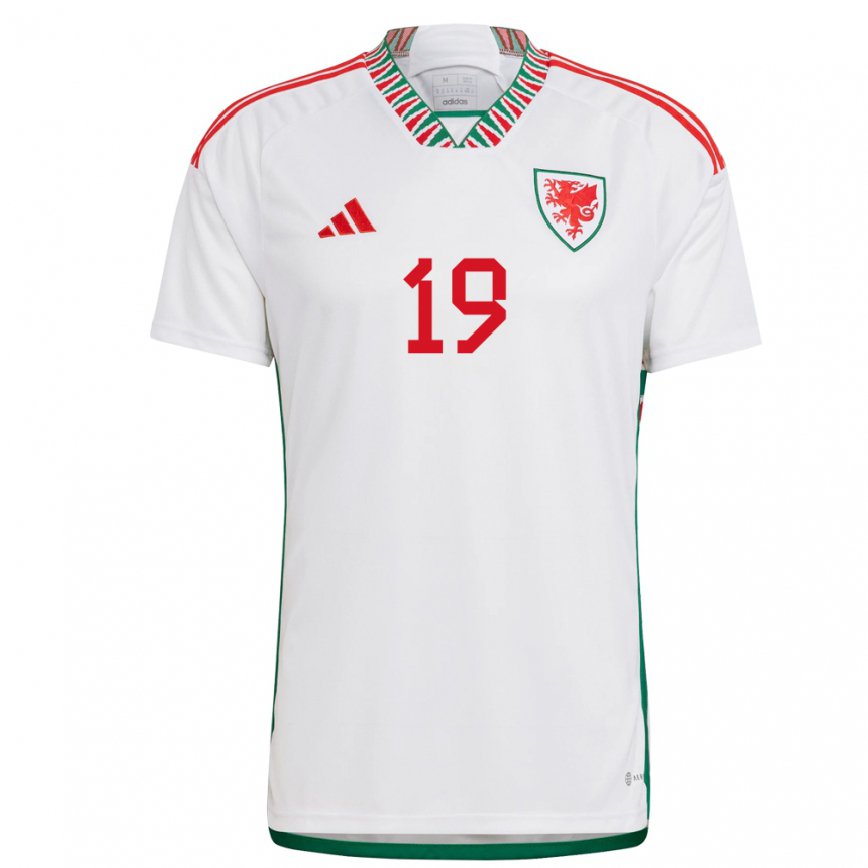 Hombre Camiseta Gales Megan Wynne #19 Blanco 2ª Equipación 22-24 México