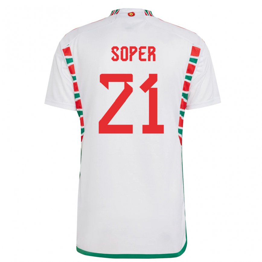 Hombre Camiseta Gales Poppy Soper #21 Blanco 2ª Equipación 22-24 México