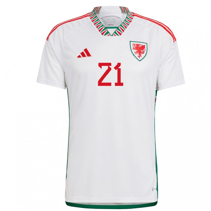 Hombre Camiseta Gales Poppy Soper #21 Blanco 2ª Equipación 22-24 México