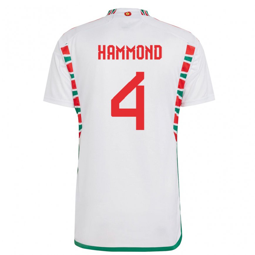 Hombre Camiseta Gales Ben Hammond #4 Blanco 2ª Equipación 22-24 México