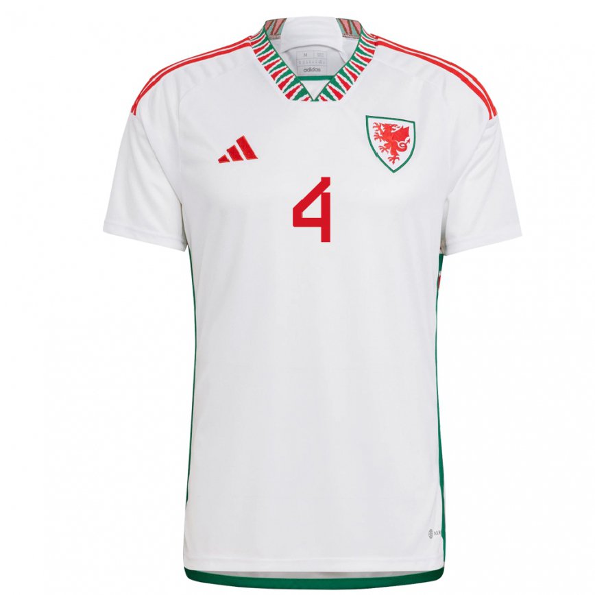 Hombre Camiseta Gales Ben Hammond #4 Blanco 2ª Equipación 22-24 México