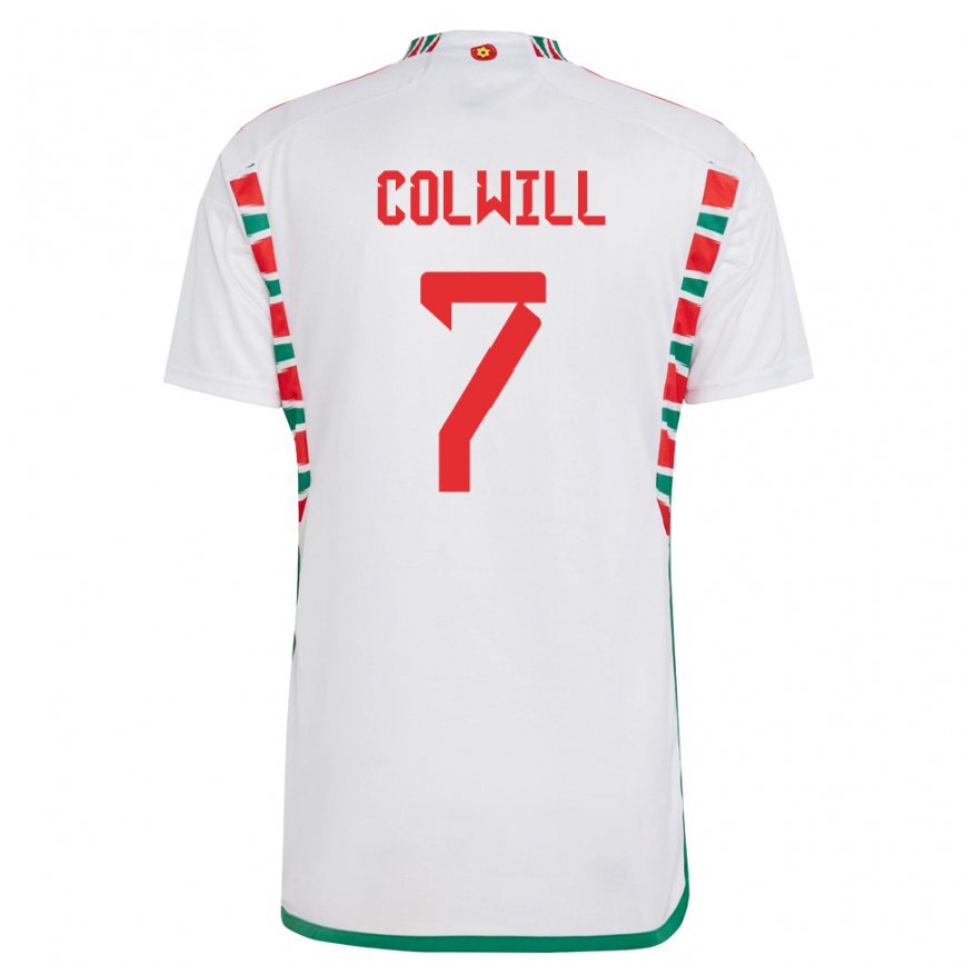 Hombre Camiseta Gales Joel Colwill #7 Blanco 2ª Equipación 22-24 México