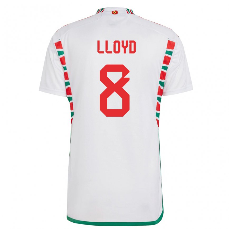Hombre Camiseta Gales Ben Lloyd #8 Blanco 2ª Equipación 22-24 México