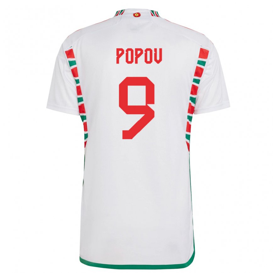 Hombre Camiseta Gales Christopher Popov #9 Blanco 2ª Equipación 22-24 México