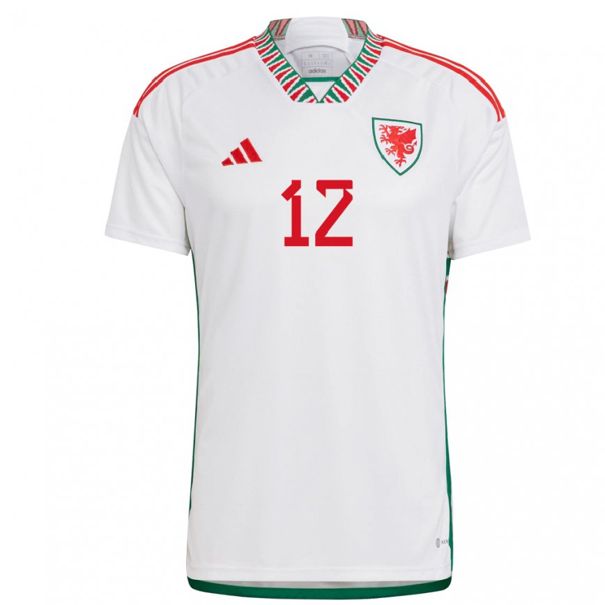 Hombre Camiseta Gales Lewis Ridd #12 Blanco 2ª Equipación 22-24 México