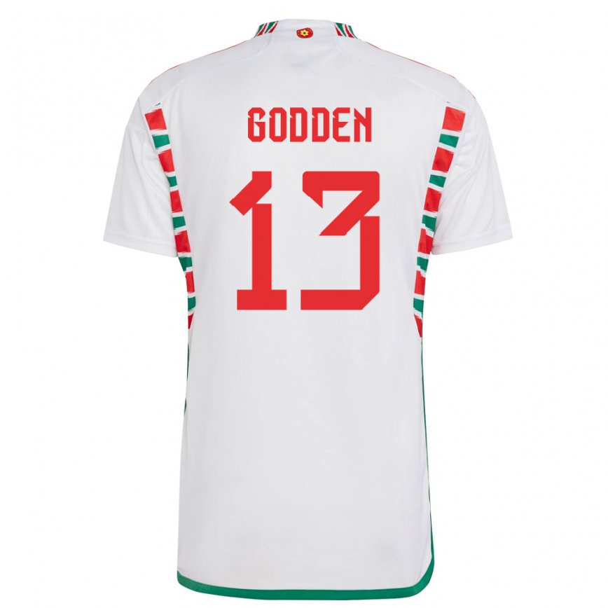 Hombre Camiseta Gales Scott Godden #13 Blanco 2ª Equipación 22-24 México