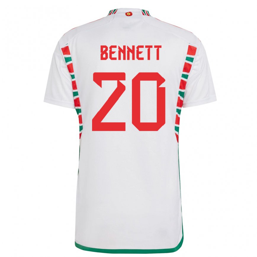 Hombre Camiseta Gales Aaron Bennett #20 Blanco 2ª Equipación 22-24 México