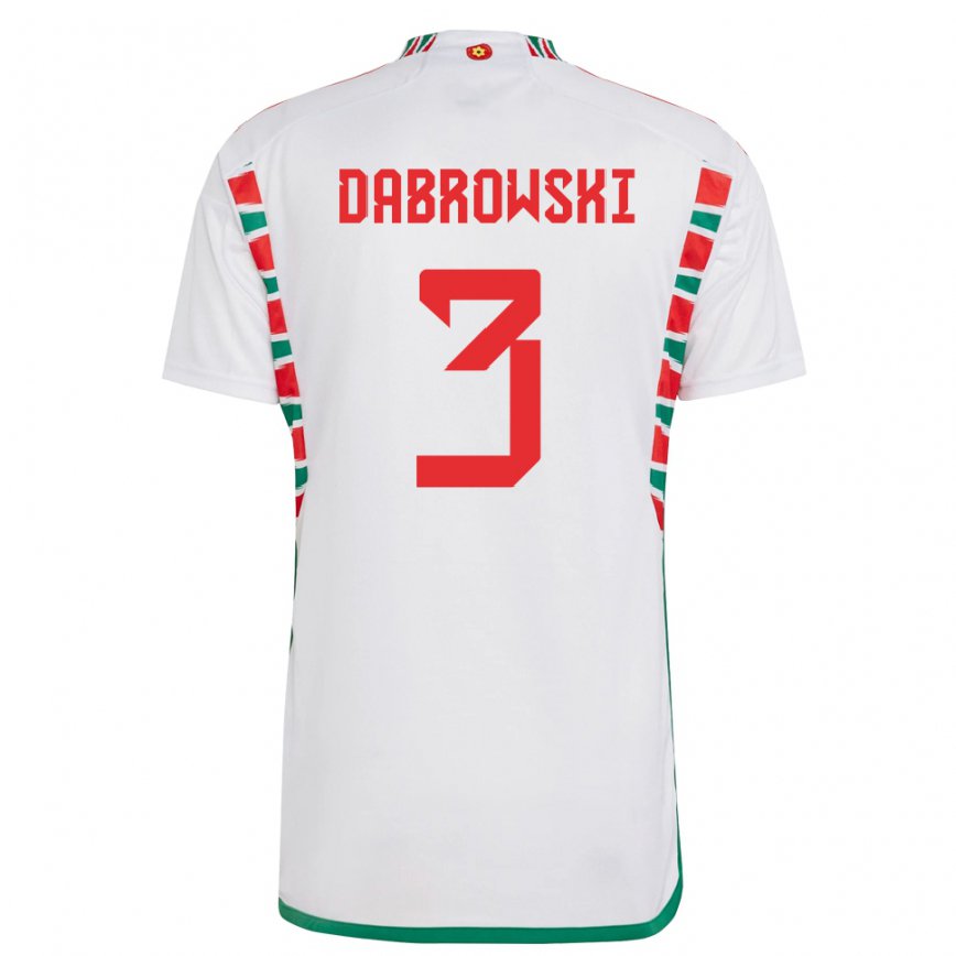 Hombre Camiseta Gales Sebastian Dabrowski #3 Blanco 2ª Equipación 22-24 México