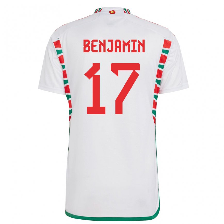 Hombre Camiseta Gales Omari Benjamin #17 Blanco 2ª Equipación 22-24 México