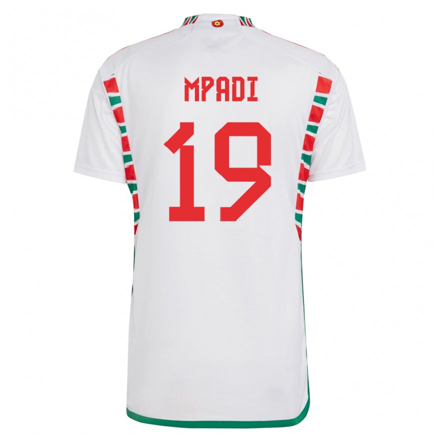 Hombre Camiseta Gales Japhet Mpadi #19 Blanco 2ª Equipación 22-24 México