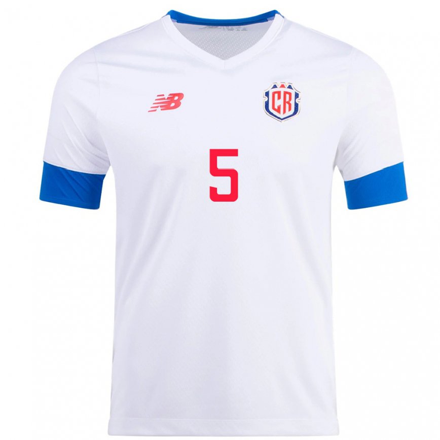Hombre Camiseta Costa Rica Valeria Del Campo #5 Blanco 2ª Equipación 22-24 México