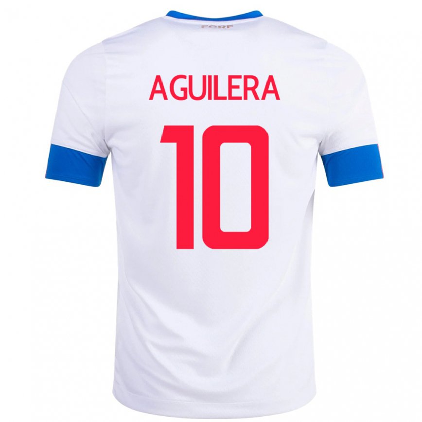 Hombre Camiseta Costa Rica Brandon Aguilera #10 Blanco 2ª Equipación 22-24 México