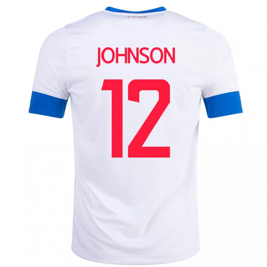 Hombre Camiseta Costa Rica Shawn Johnson #12 Blanco 2ª Equipación 22-24 México