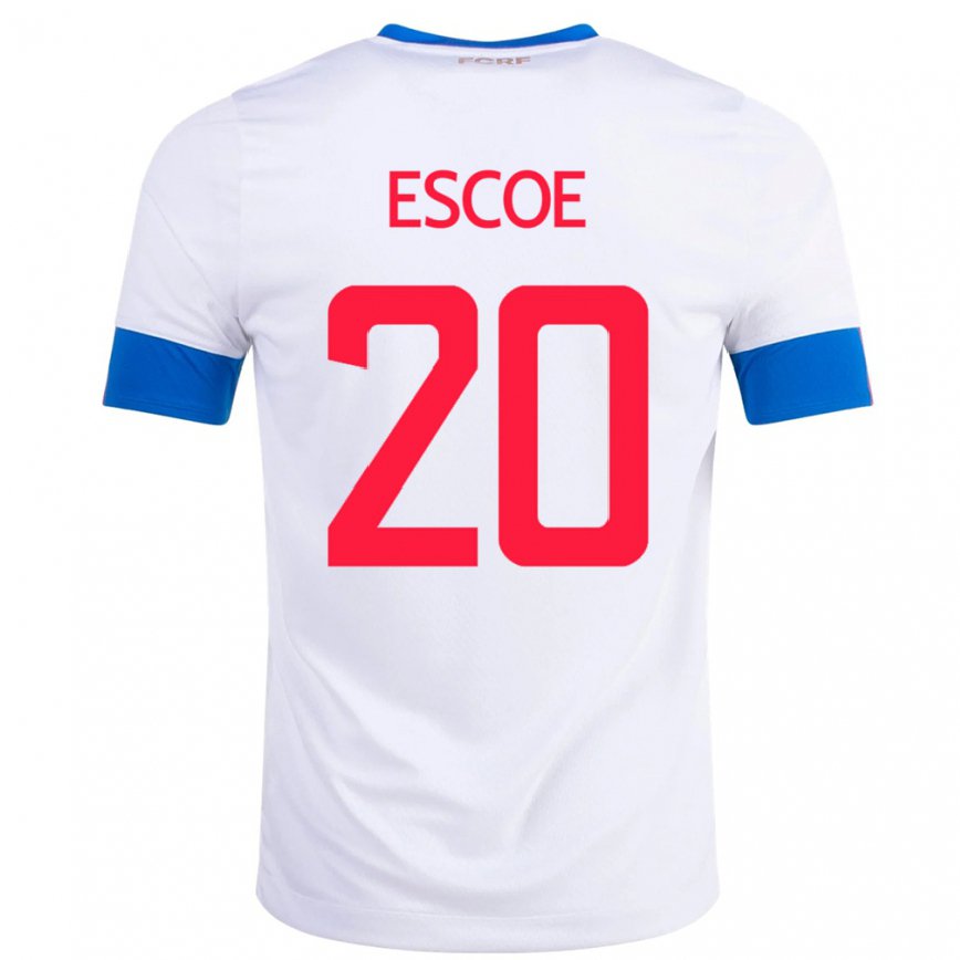 Hombre Camiseta Costa Rica Enyel Escoe #20 Blanco 2ª Equipación 22-24 México