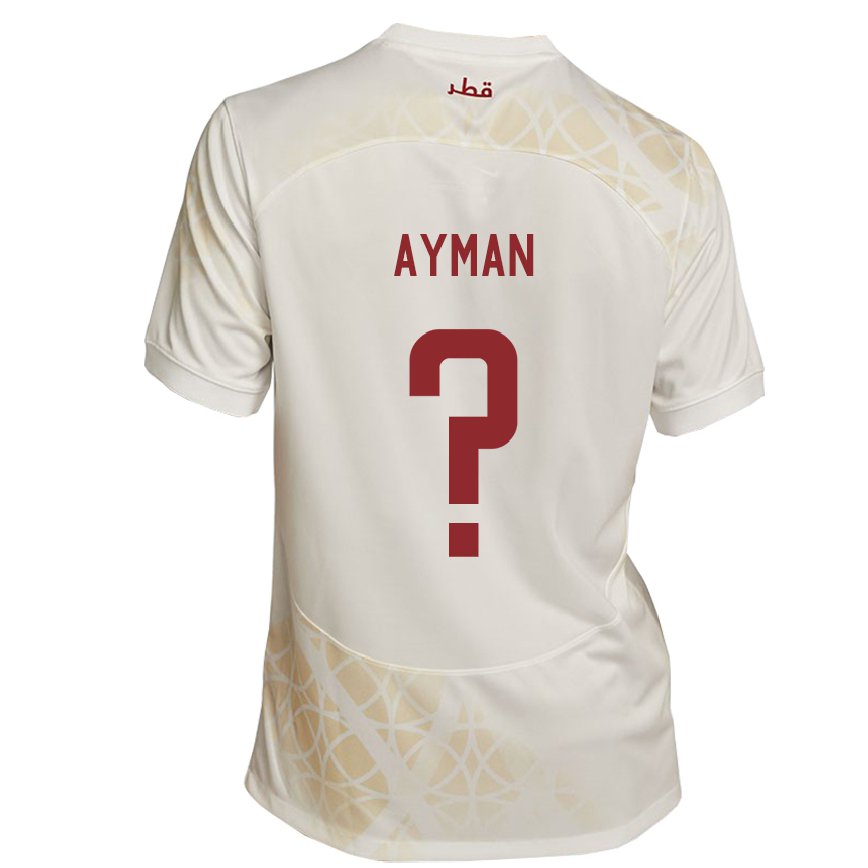 Hombre Camiseta Catar Yussef Ayman #0 Beis Dorado 2ª Equipación 22-24 México