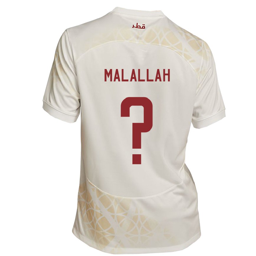 Hombre Camiseta Catar Ali Malallah #0 Beis Dorado 2ª Equipación 22-24 México