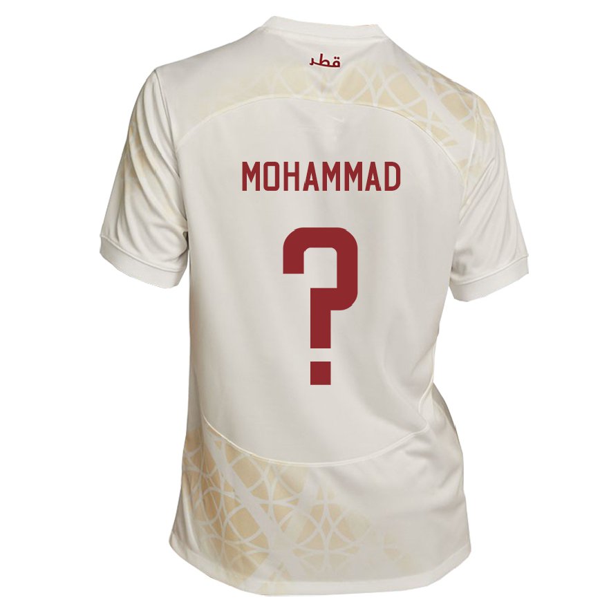 Hombre Camiseta Catar Khaled Mohammad #0 Beis Dorado 2ª Equipación 22-24 México