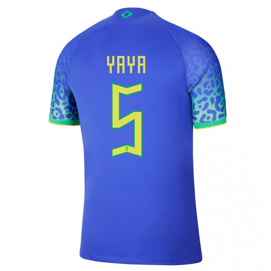 Hombre Camiseta Brasil Yaya #5 Azul 2ª Equipación 22-24 México