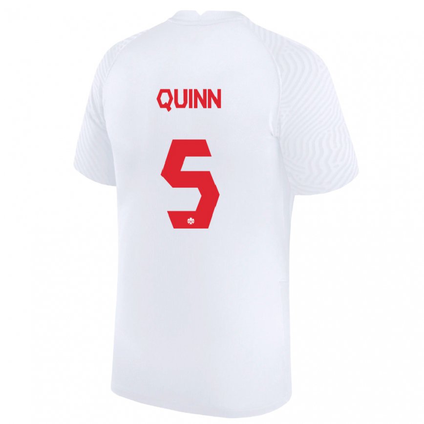 Hombre Camiseta Canadá Quinn #5 Blanco 2ª Equipación 22-24 México