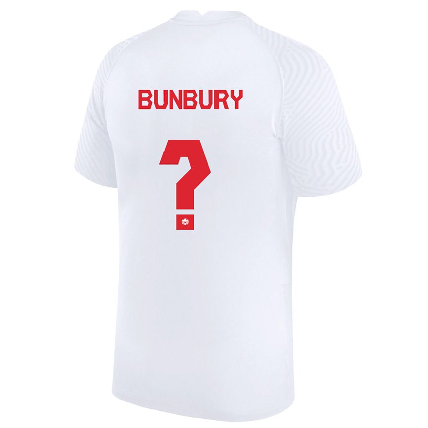 Hombre Camiseta Canadá Mataeo Bunbury #0 Blanco 2ª Equipación 22-24 México