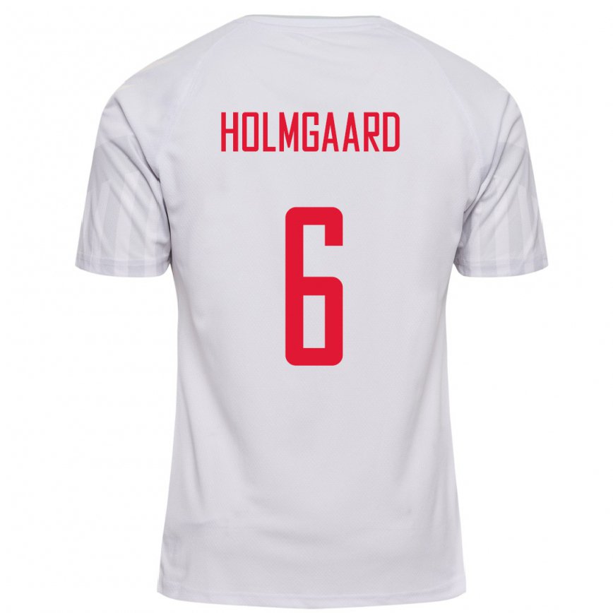 Hombre Camiseta Dinamarca Karen Holmgaard #6 Blanco 2ª Equipación 22-24 México