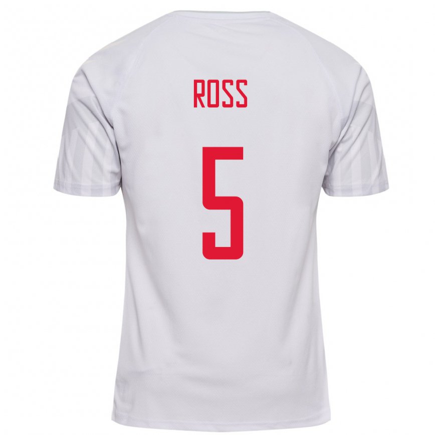 Hombre Camiseta Dinamarca Mathias Ross #5 Blanco 2ª Equipación 22-24 México