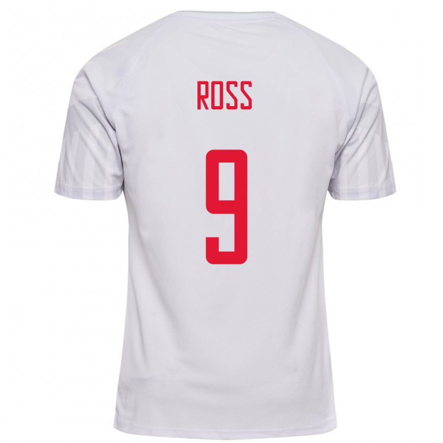 Hombre Camiseta Dinamarca Oliver Ross #9 Blanco 2ª Equipación 22-24 México