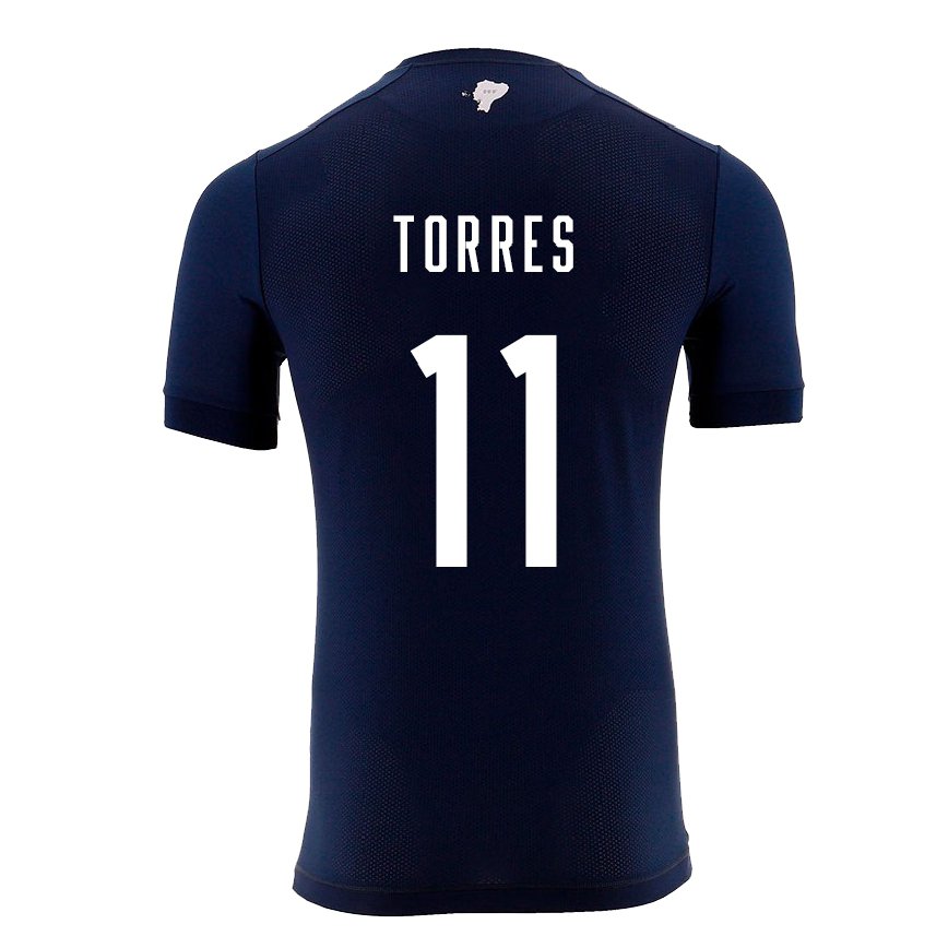 Hombre Camiseta Ecuador Ambar Torres #11 Azul Marino 2ª Equipación 22-24 México