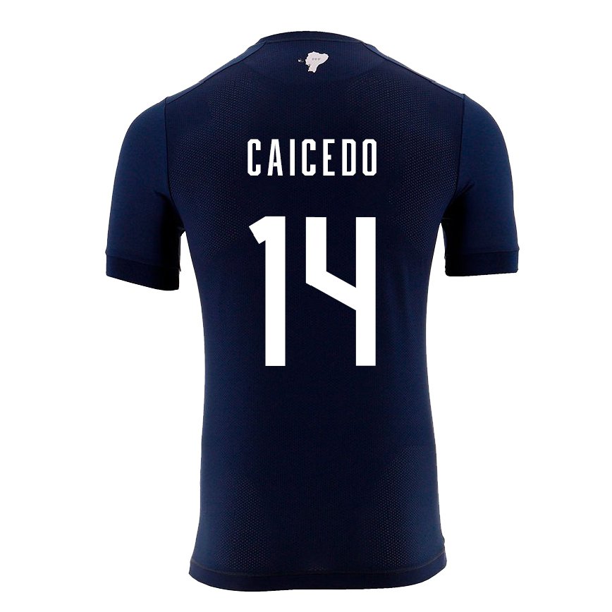 Hombre Camiseta Ecuador Carina Caicedo #14 Azul Marino 2ª Equipación 22-24 México