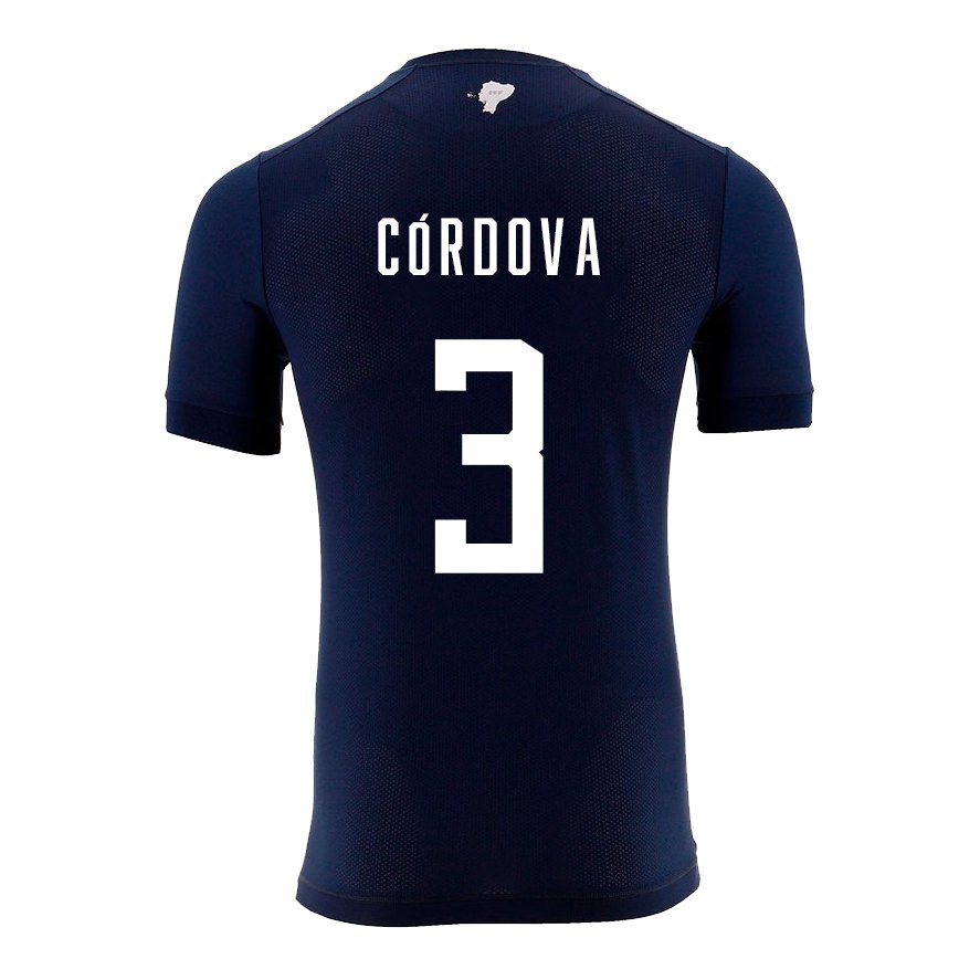 Hombre Camiseta Ecuador Luis Cordova #3 Azul Marino 2ª Equipación 22-24 México