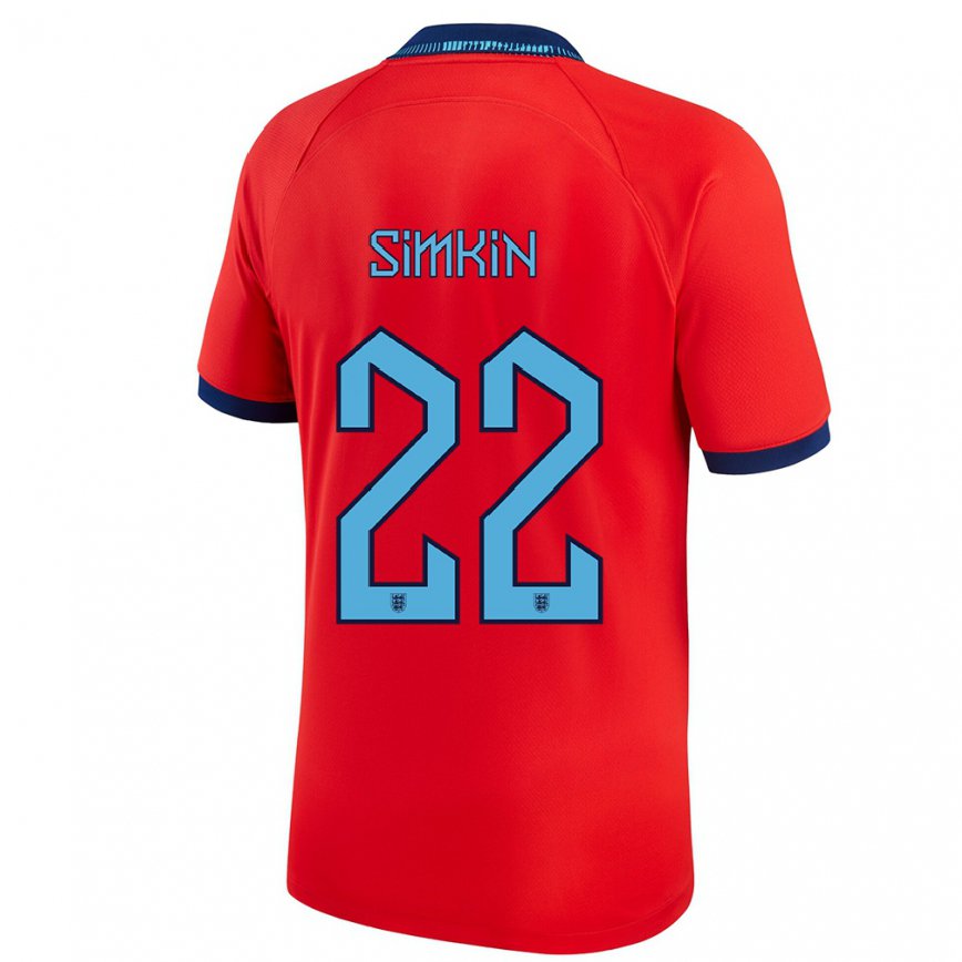 Hombre Camiseta Inglaterra Tommy Simkin #22 Rojo 2ª Equipación 22-24 México