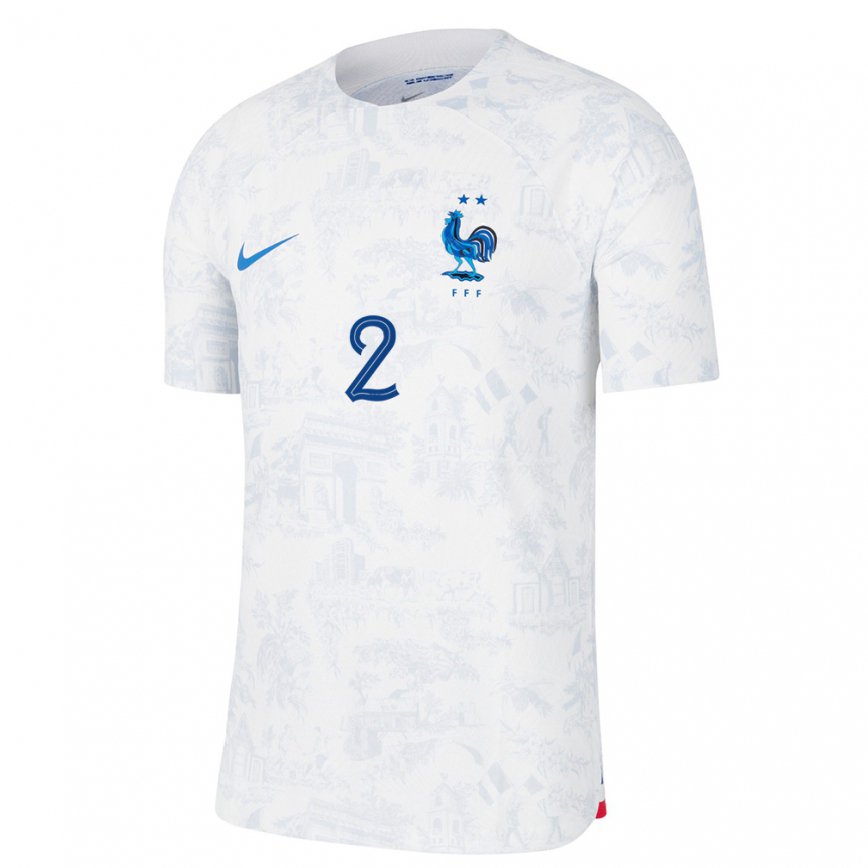 Hombre Camiseta Francia Ella Palis #2 Blanco Azul 2ª Equipación 22-24 México