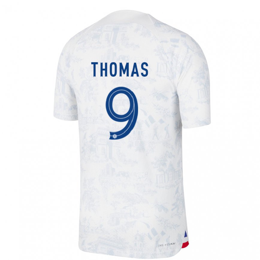 Hombre Camiseta Francia Lindsey Thomas #9 Blanco Azul 2ª Equipación 22-24 México