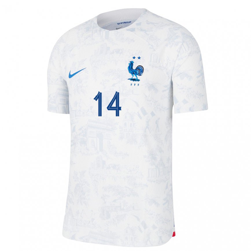 Hombre Camiseta Francia Charlotte Bilbault #14 Blanco Azul 2ª Equipación 22-24 México