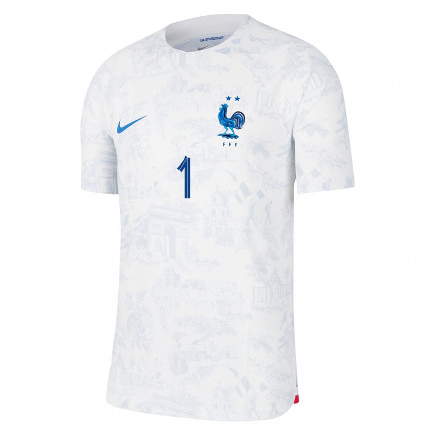 Hombre Camiseta Francia Illan Meslier #1 Blanco Azul 2ª Equipación 22-24 México
