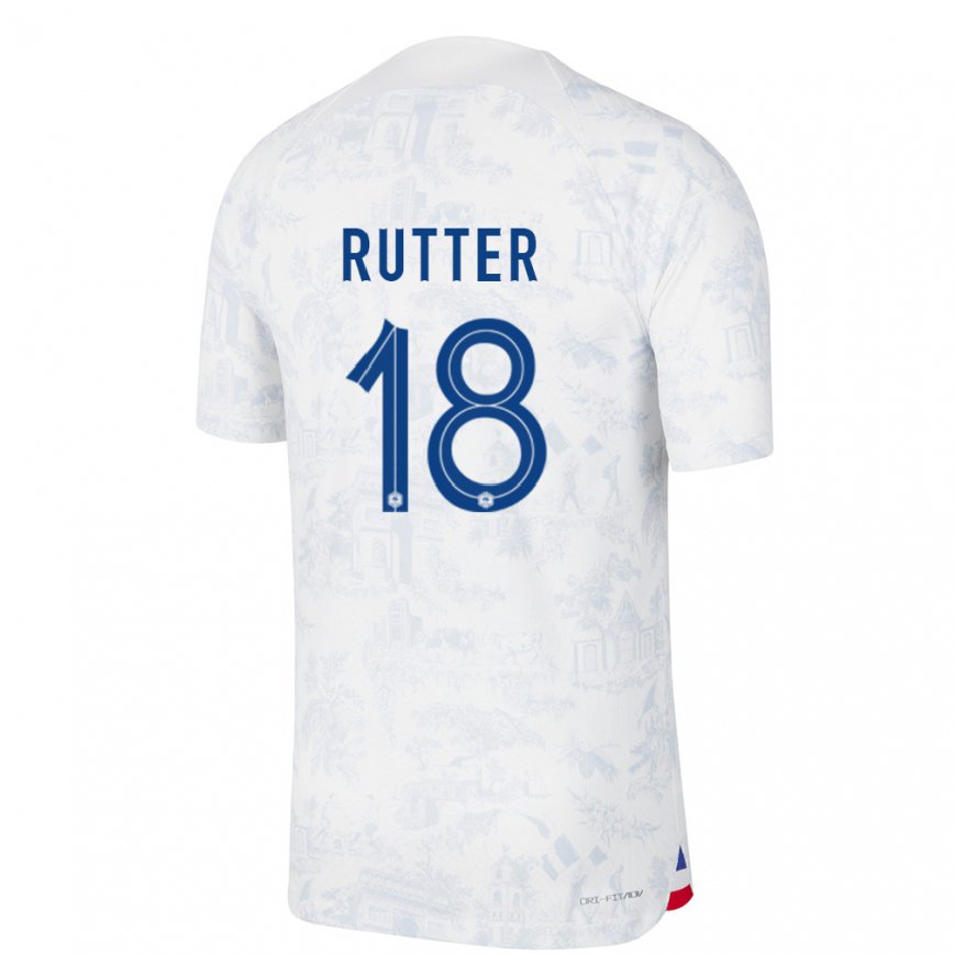 Hombre Camiseta Francia Georginio Rutter #18 Blanco Azul 2ª Equipación 22-24 México
