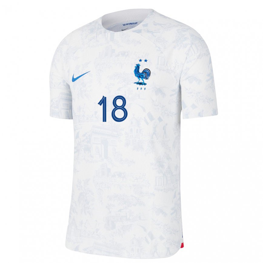 Hombre Camiseta Francia Georginio Rutter #18 Blanco Azul 2ª Equipación 22-24 México