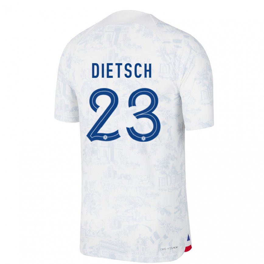 Hombre Camiseta Francia Guillaume Dietsch #23 Blanco Azul 2ª Equipación 22-24 México