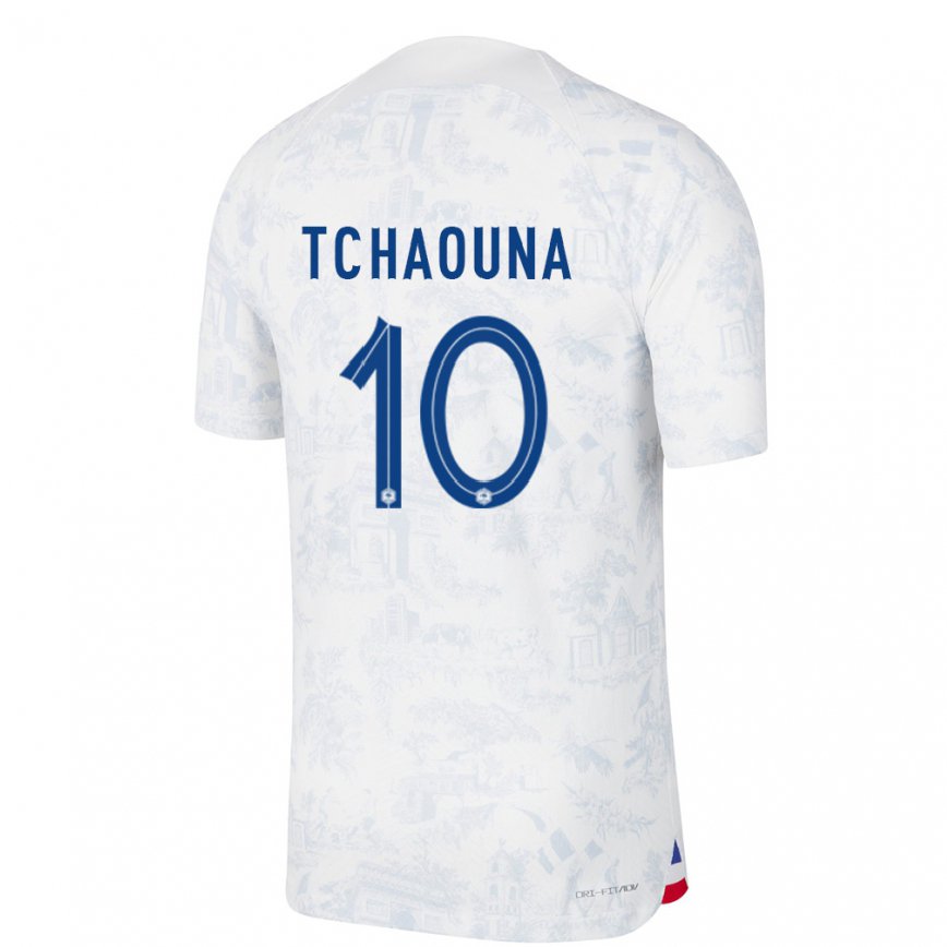 Hombre Camiseta Francia Loum Tchaouna #10 Blanco Azul 2ª Equipación 22-24 México